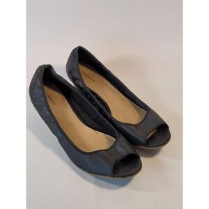 Croft & Barrow Women's 9.5 Comfort Loafers Wedge Heels Black Slip-on